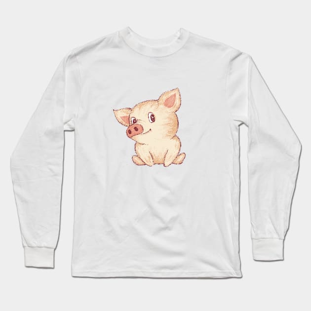 Cute Pig sitting Long Sleeve T-Shirt by sanogawa